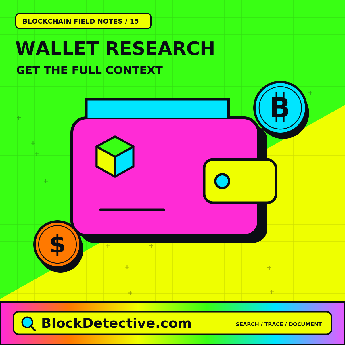 Wallet Research: Get The Full Context — neon blocks and forensic research symbols